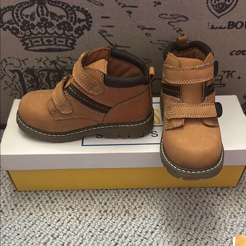 Brown Boots with Velcro Strap